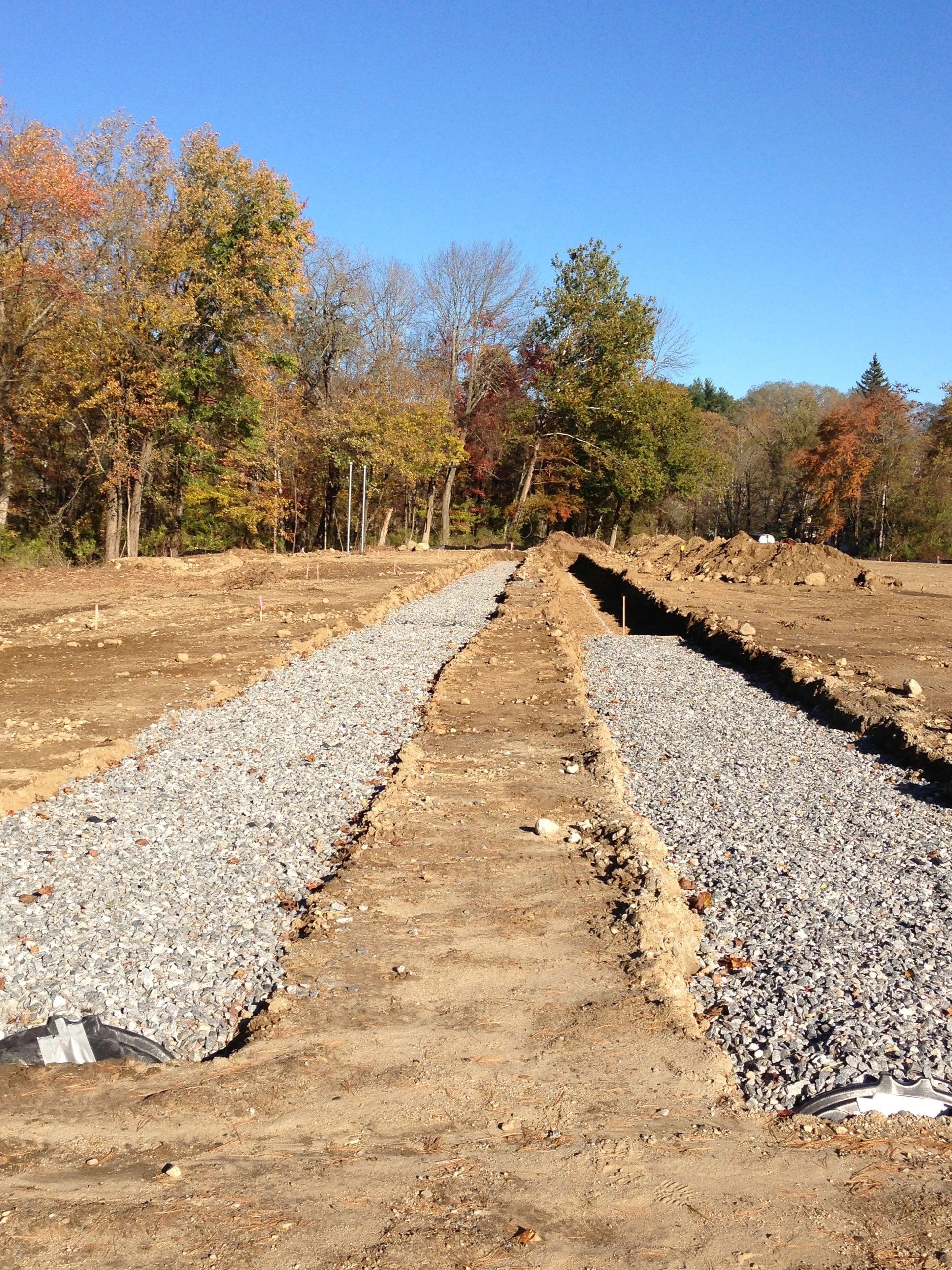 Gravel pathway construction site